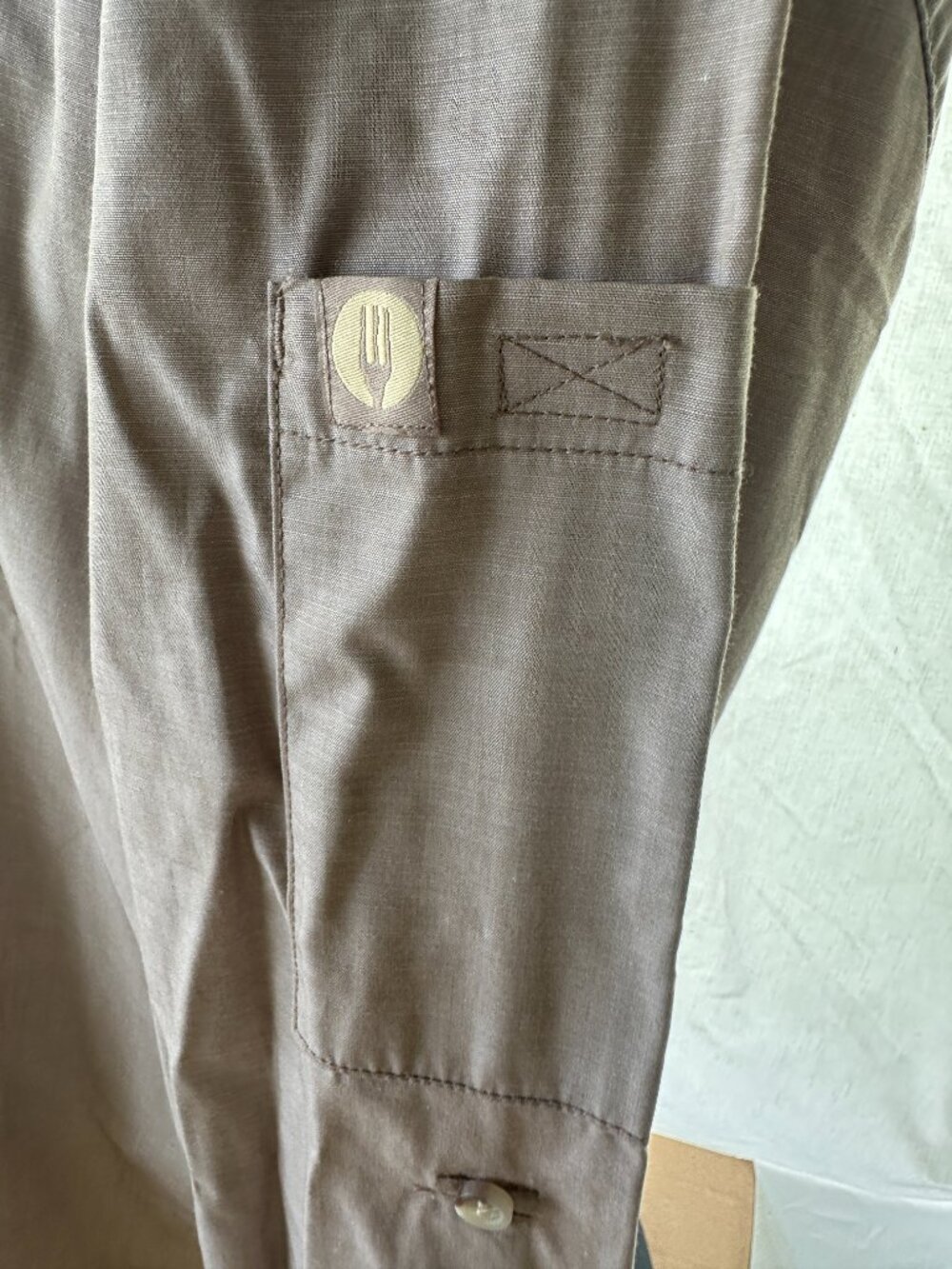 NWT Chefworks Men's Light Brown Chef Uniform Button Front LS Size XL Cotton Poly - Picture 4 of 5